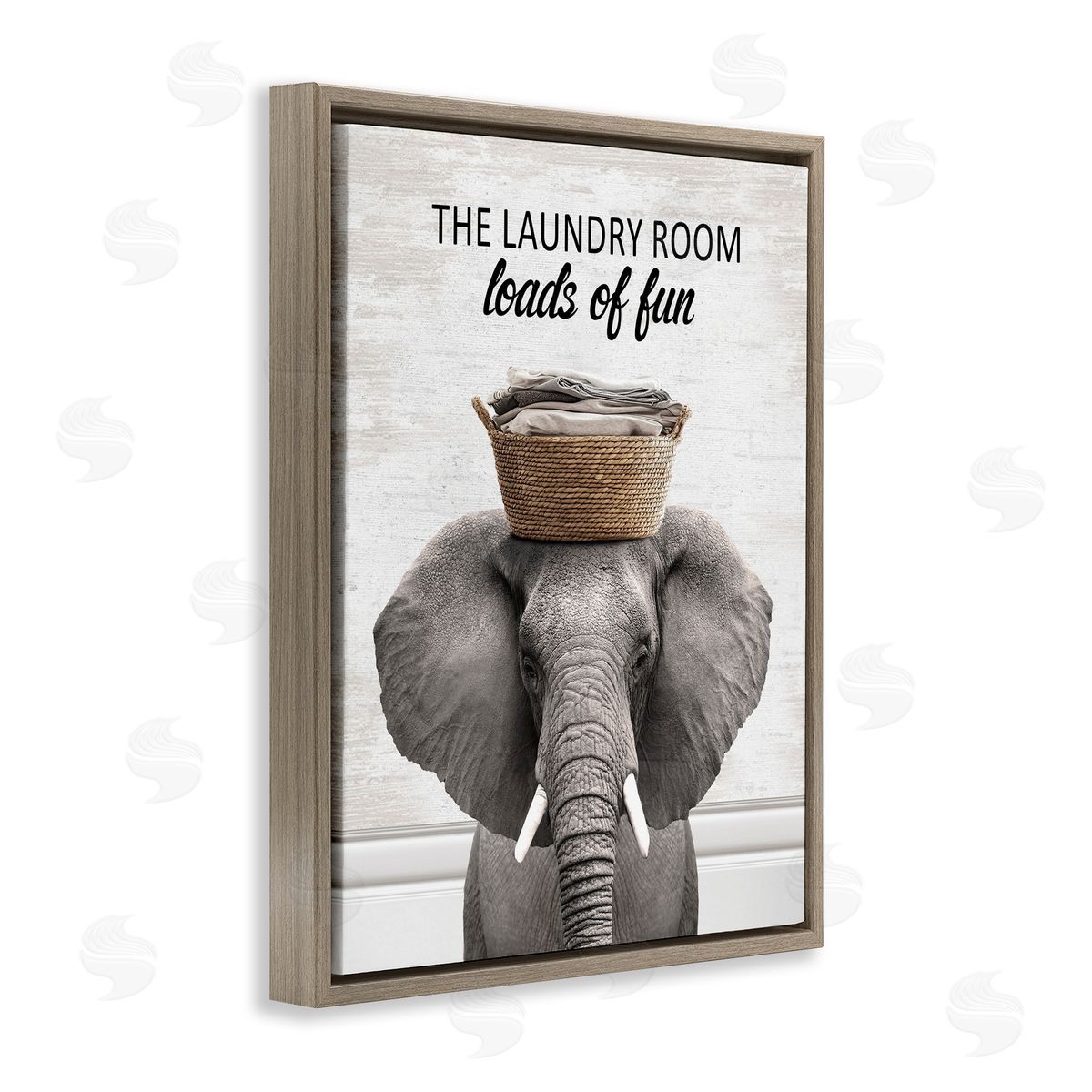 Loads Of Fun Laundry Elephant Brown Floating Frame Canvas Wall Art, Home Decor by Lettered and Lined