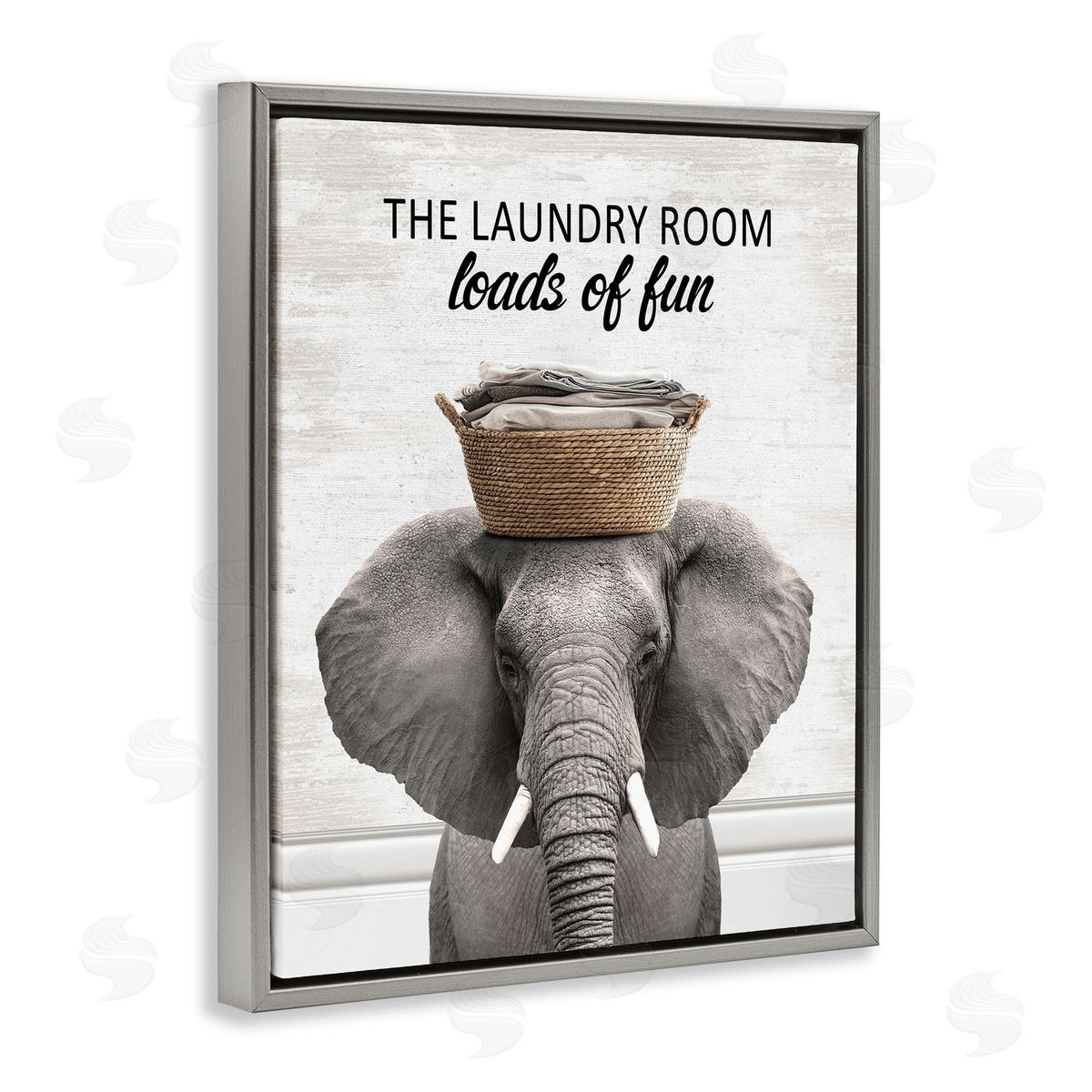 Loads Of Fun Laundry Elephant Grey Floating Frame Canvas Wall Art, Home Decor by Lettered and Lined