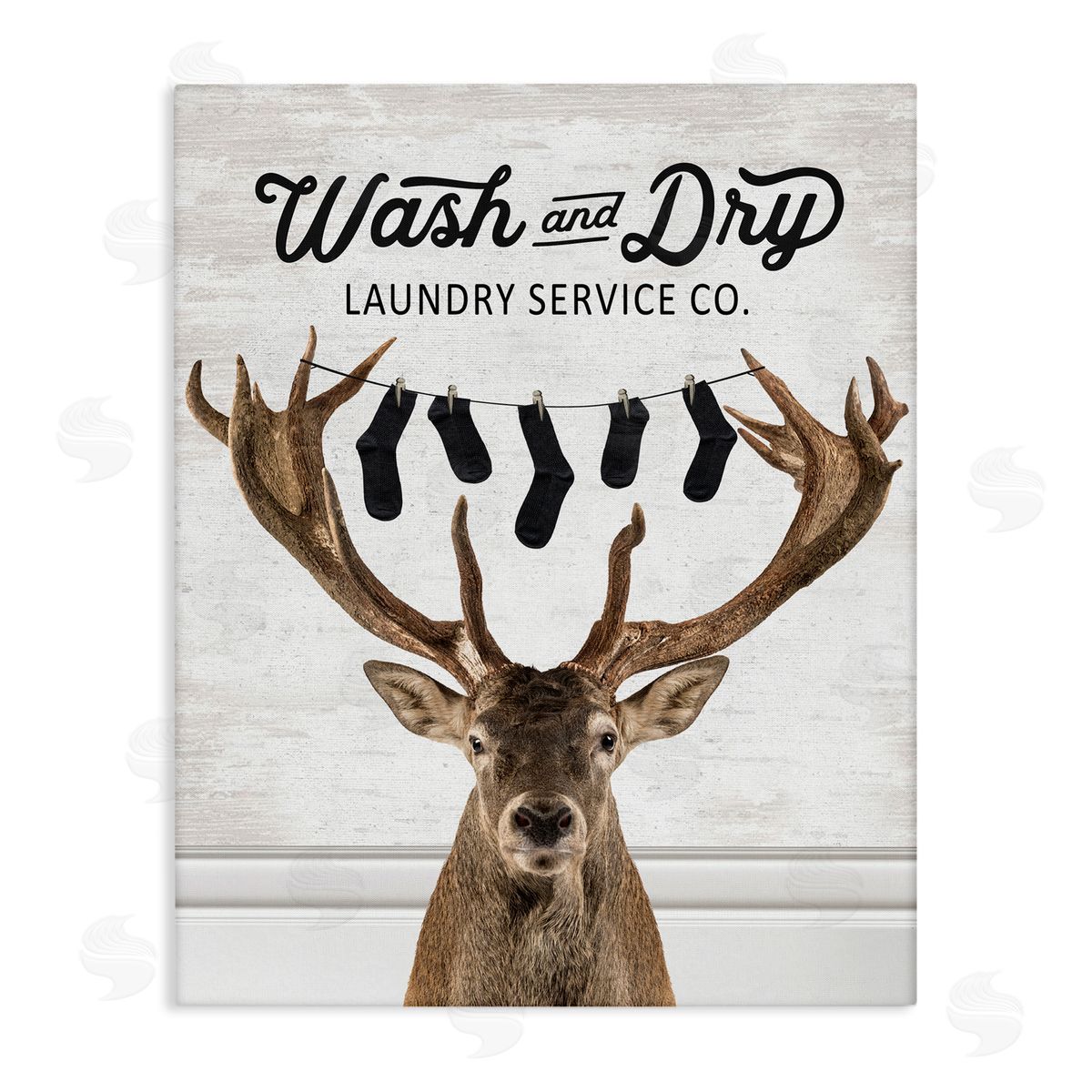Vintage Laundry Elk Clothesline Canvas Wall Art, Home Decor by Lettered and Lined