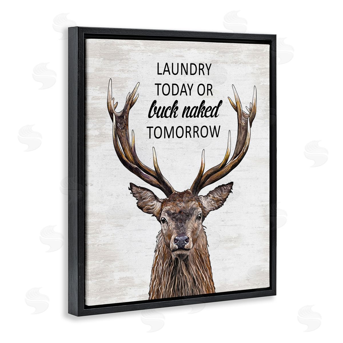 Buck Naked Tomorrow Funny Laundry Black Floating Frame Canvas Wall Art, Home Decor by Lettered and Lined