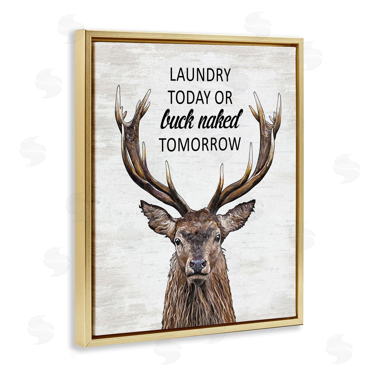 Buck Naked Tomorrow Funny Laundry Gold Floating Frame Canvas Wall Art, Home Decor by Lettered and Lined