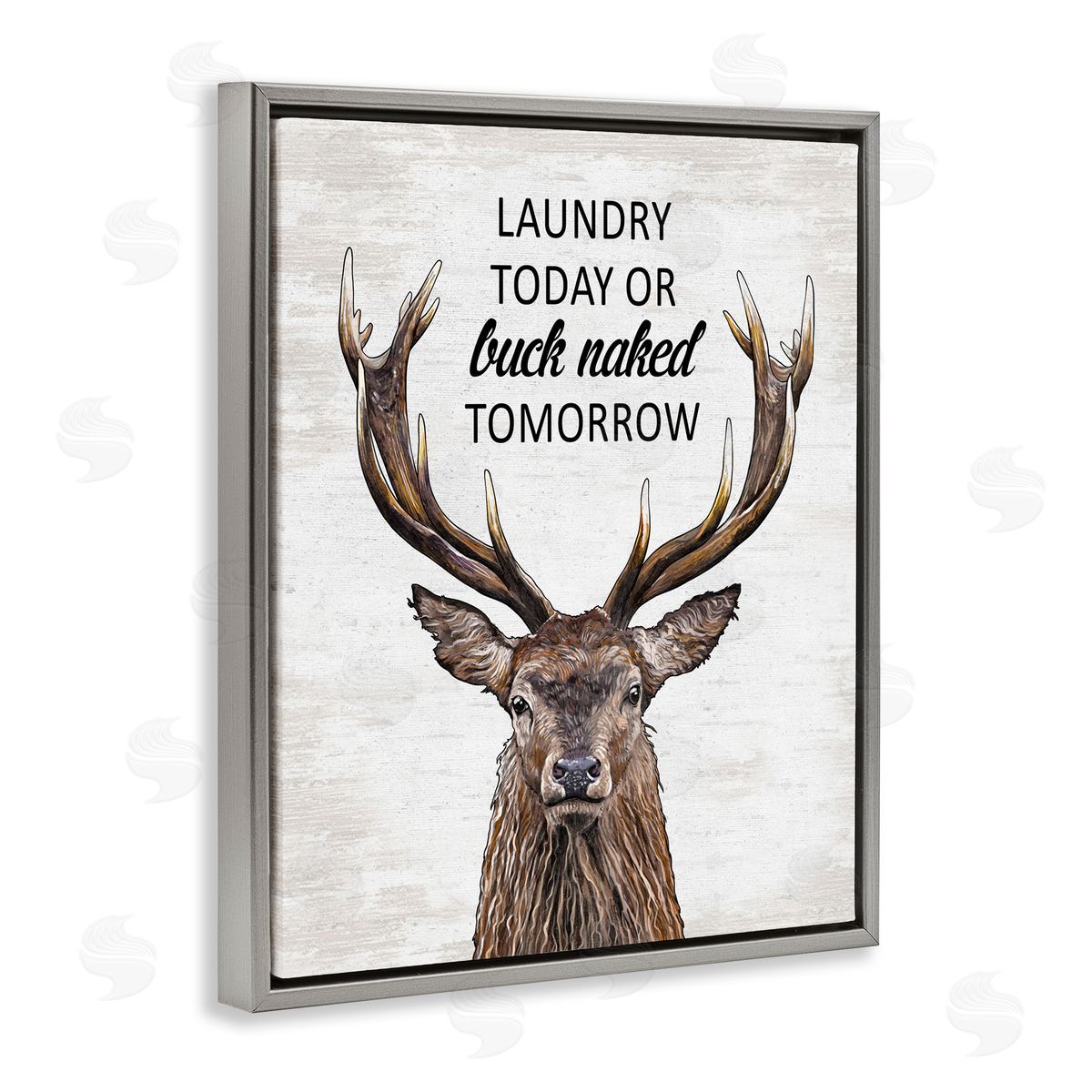 Buck Naked Tomorrow Funny Laundry Grey Floating Frame Canvas Wall Art, Home Decor by Lettered and Lined