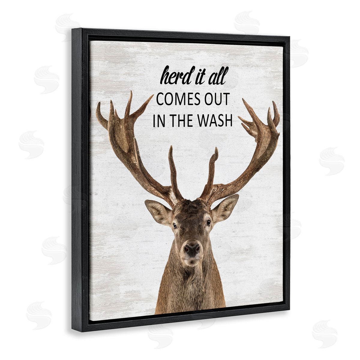 Herd It Comes Out In Wash Black Floating Frame Canvas Wall Art, Home Decor by Lettered and Lined