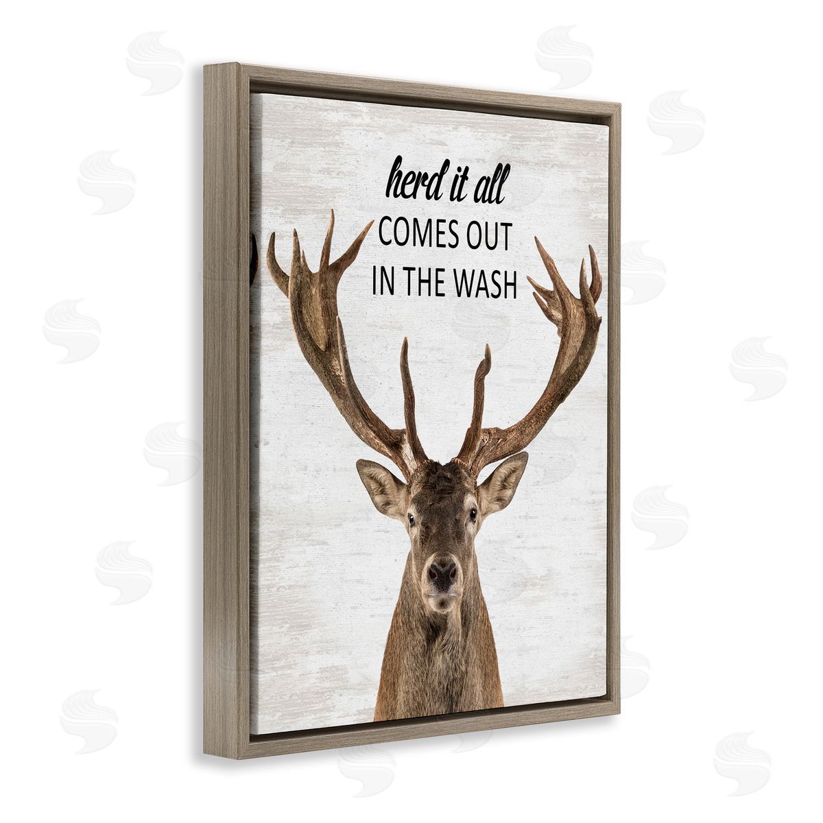 Herd It Comes Out In Wash Brown Floating Frame Canvas Wall Art, Home Decor by Lettered and Lined