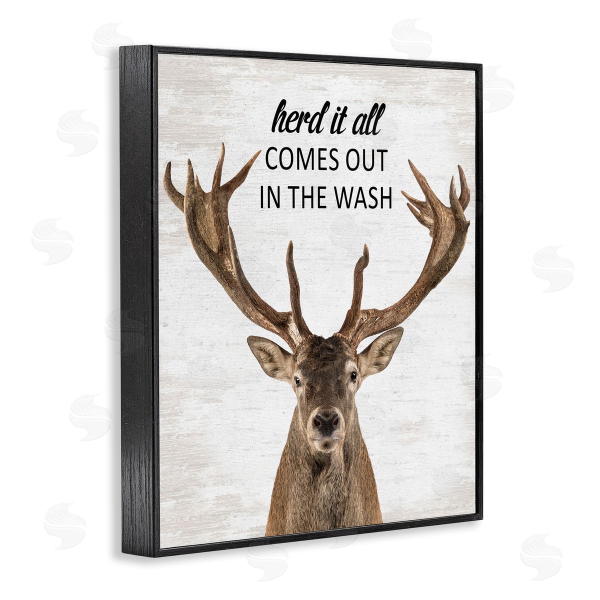 Herd It Comes Out In Wash Black Frame Print Wall Art, Home Decor by Lettered and Lined