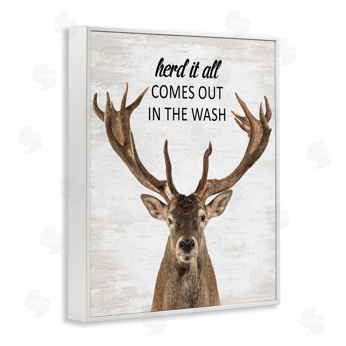 Herd It Comes Out In Wash White Frame Print Wall Art, Home Decor by Lettered and Lined