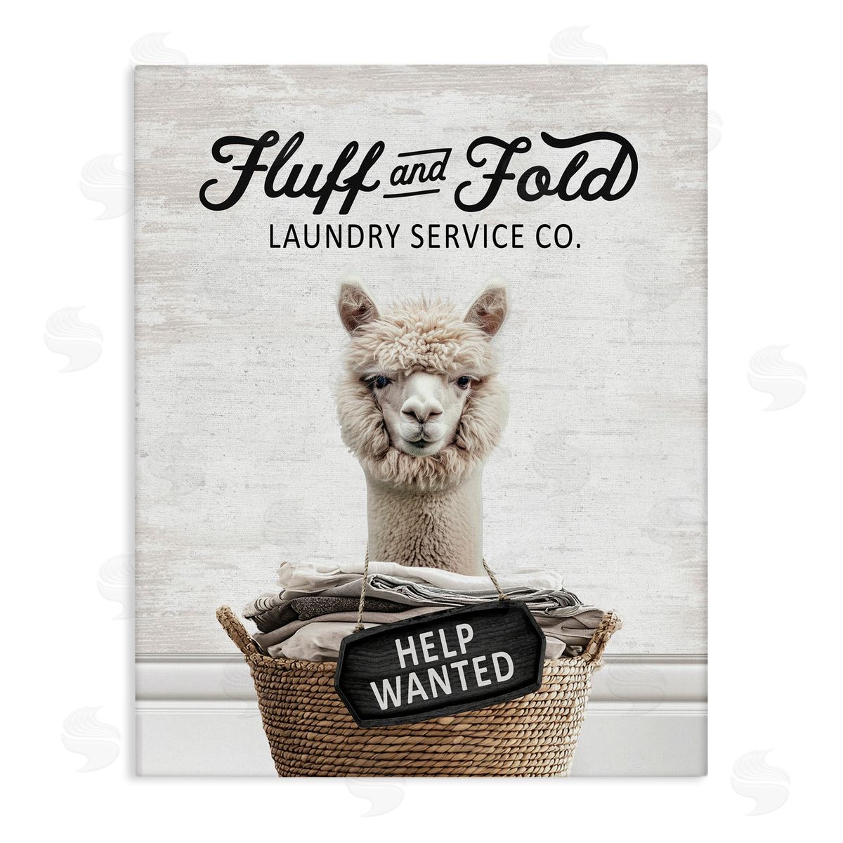 Fluff & Fold Laundry Alpaca Canvas Wall Art, Home Decor by Lettered and Lined