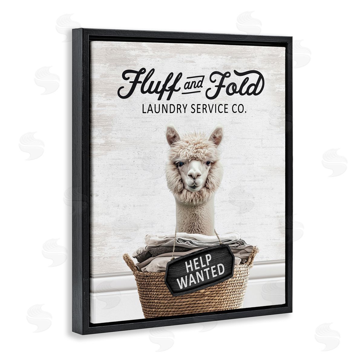 Fluff & Fold Laundry Alpaca Black Floating Frame Canvas Wall Art, Home Decor by Lettered and Lined