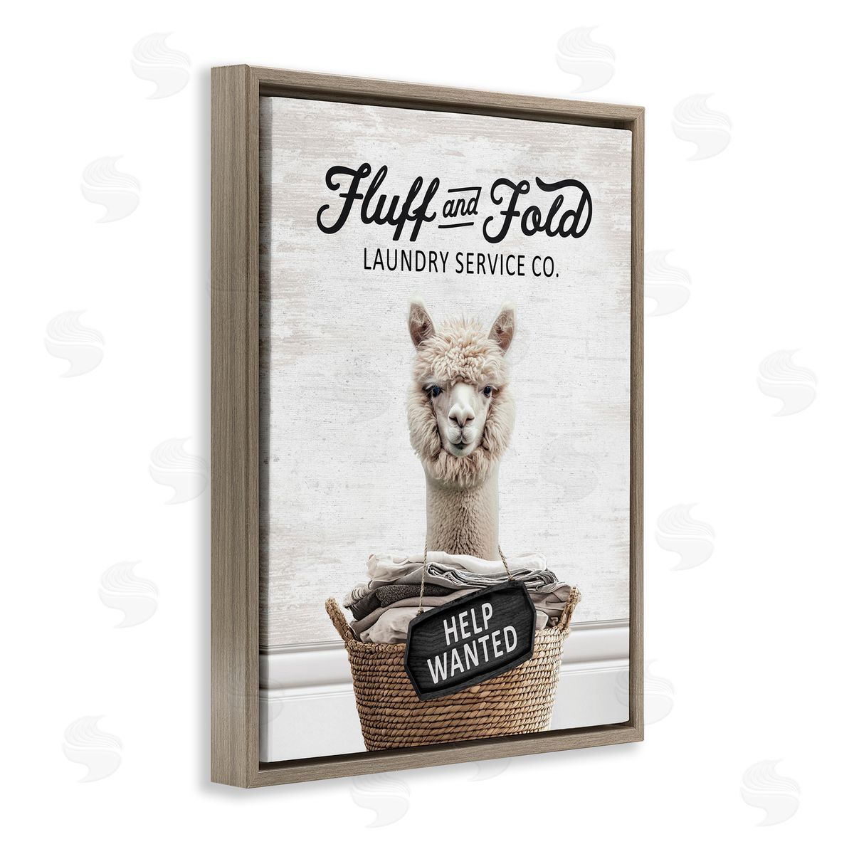 Fluff & Fold Laundry Alpaca Brown Floating Frame Canvas Wall Art, Home Decor by Lettered and Lined