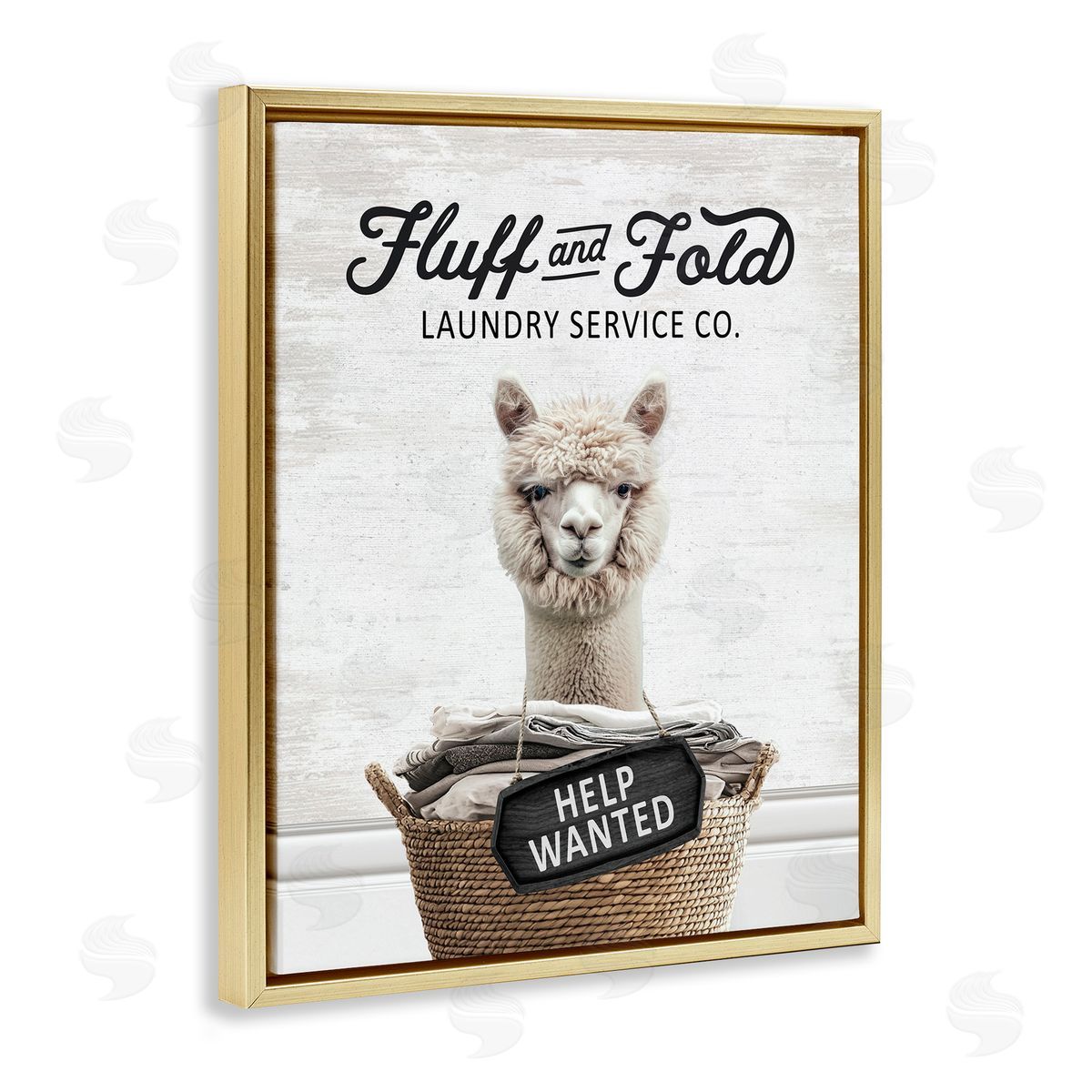 Fluff & Fold Laundry Alpaca Gold Floating Frame Canvas Wall Art, Home Decor by Lettered and Lined