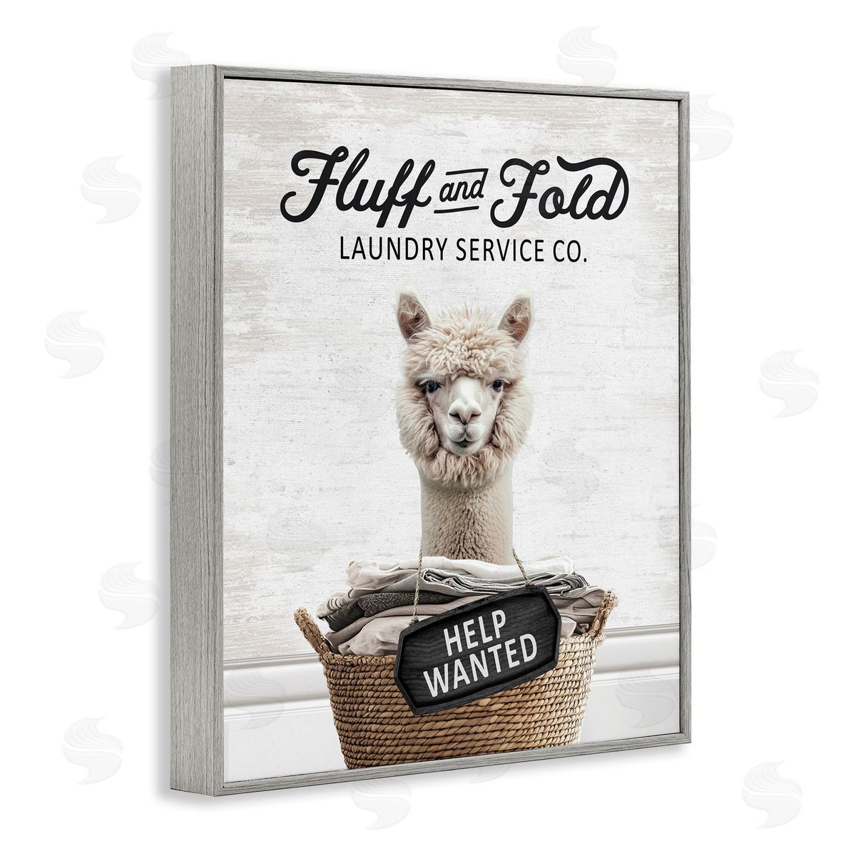 Fluff & Fold Laundry Alpaca Grey Frame Print Wall Art, Home Decor by Lettered and Lined