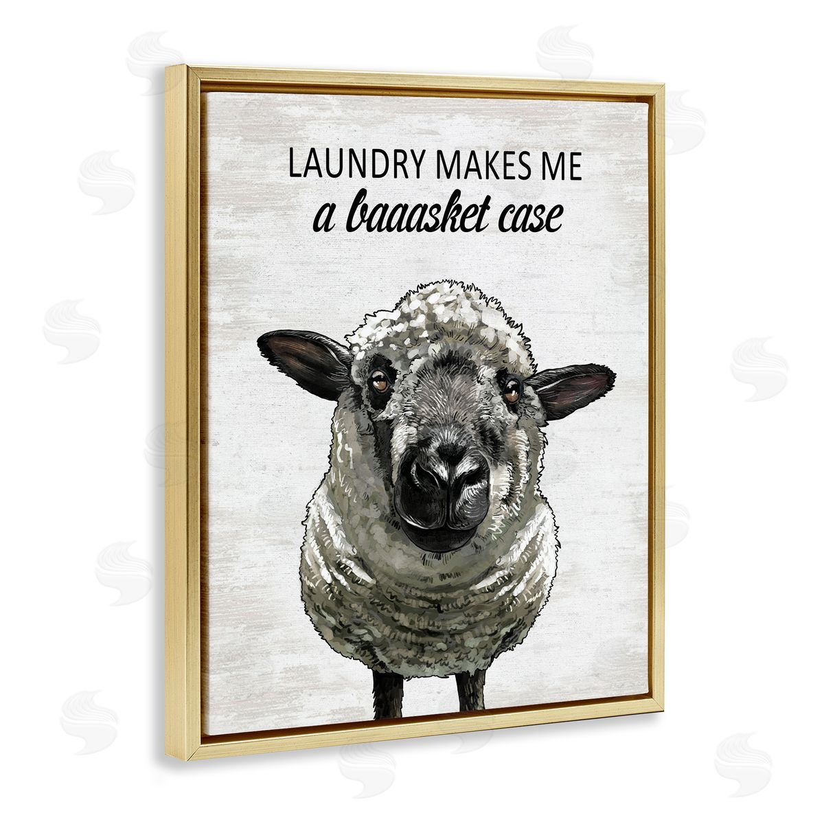 Laundry Makes Me Basket Case Gold Floating Frame Canvas Wall Art, Home Decor by Lettered and Lined