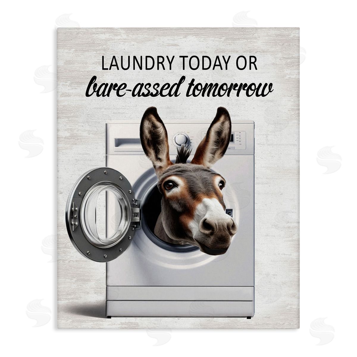 Sassy Laundry Donkey Pun Canvas Wall Art, Home Decor by Lettered and Lined
