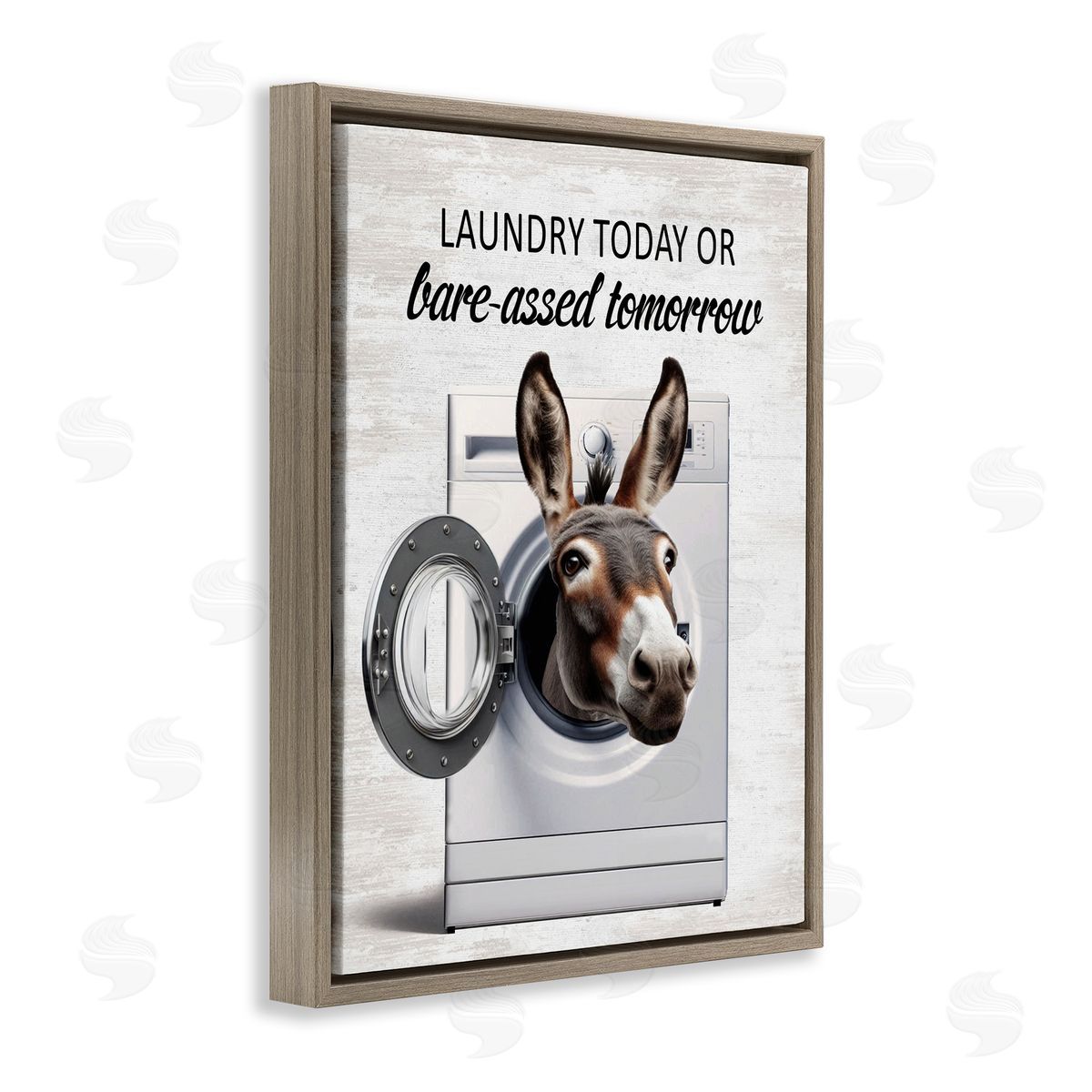 Sassy Laundry Donkey Pun Brown Floating Frame Canvas Wall Art, Home Decor by Lettered and Lined