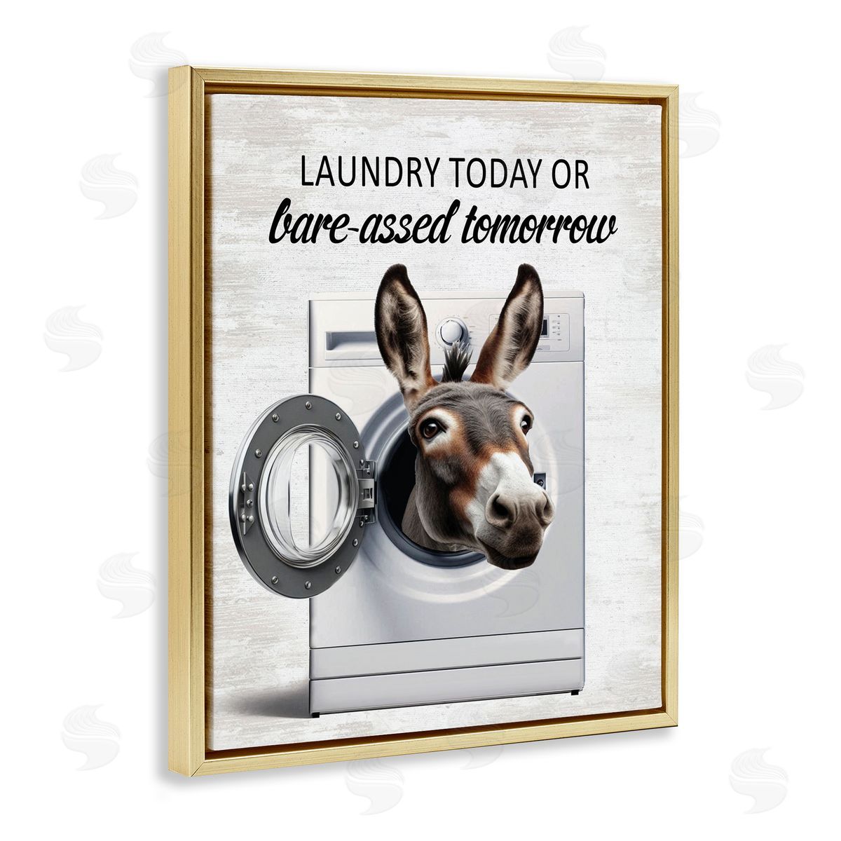 Sassy Laundry Donkey Pun Gold Floating Frame Canvas Wall Art, Home Decor by Lettered and Lined