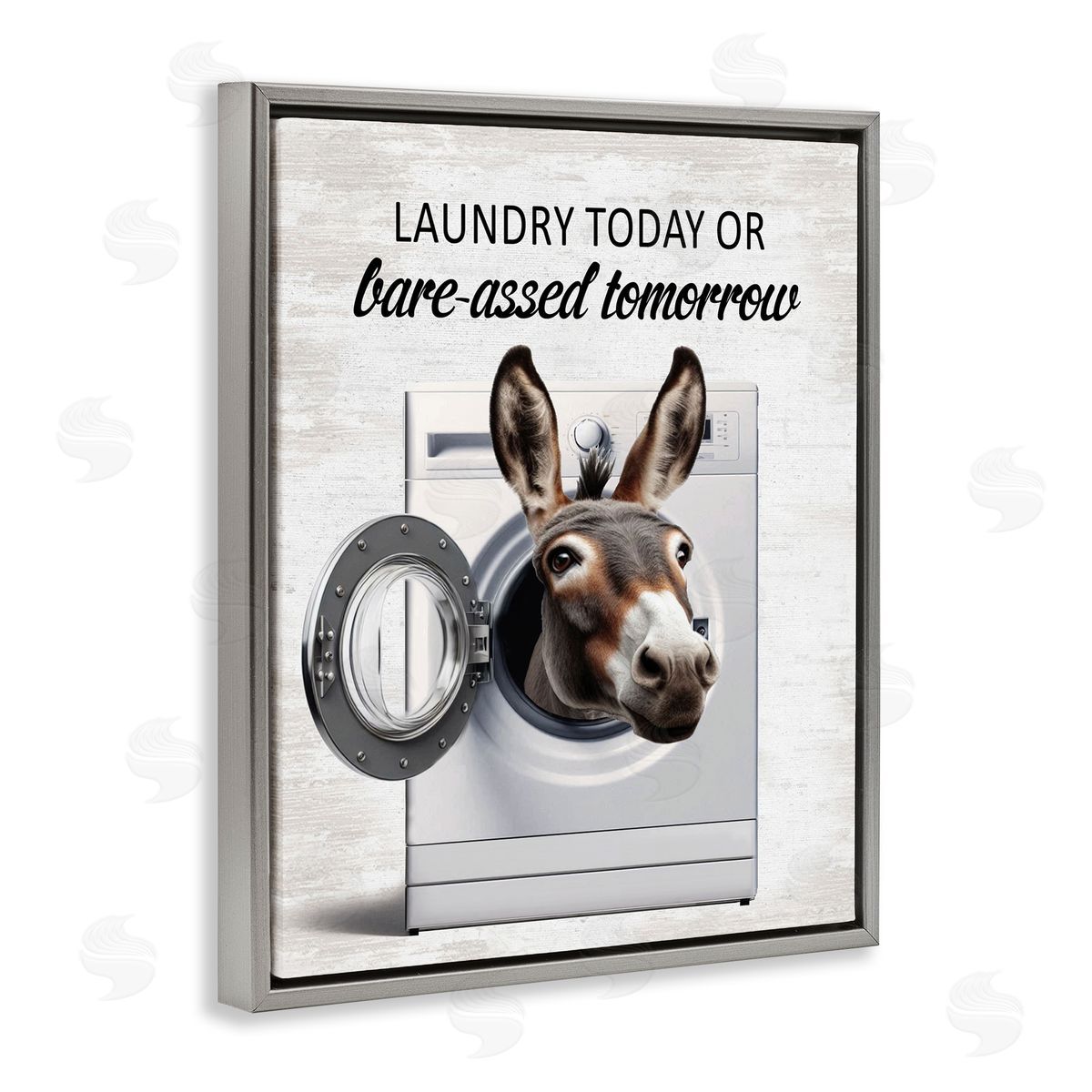 Sassy Laundry Donkey Pun Grey Floating Frame Canvas Wall Art, Home Decor by Lettered and Lined