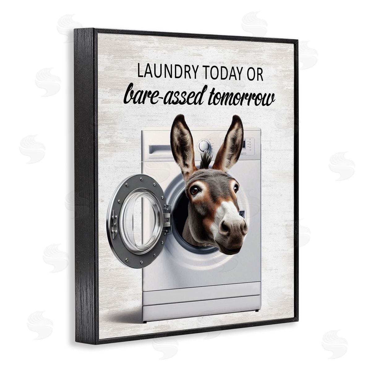 Sassy Laundry Donkey Pun Black Frame Print Wall Art, Home Decor by Lettered and Lined