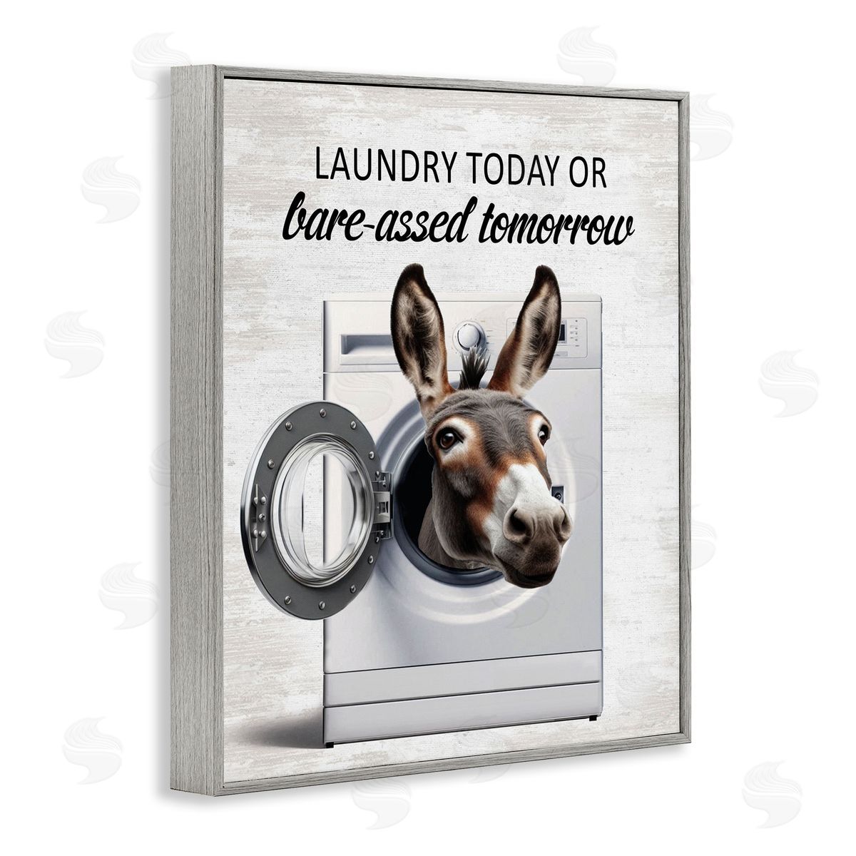 Sassy Laundry Donkey Pun Grey Frame Print Wall Art, Home Decor by Lettered and Lined