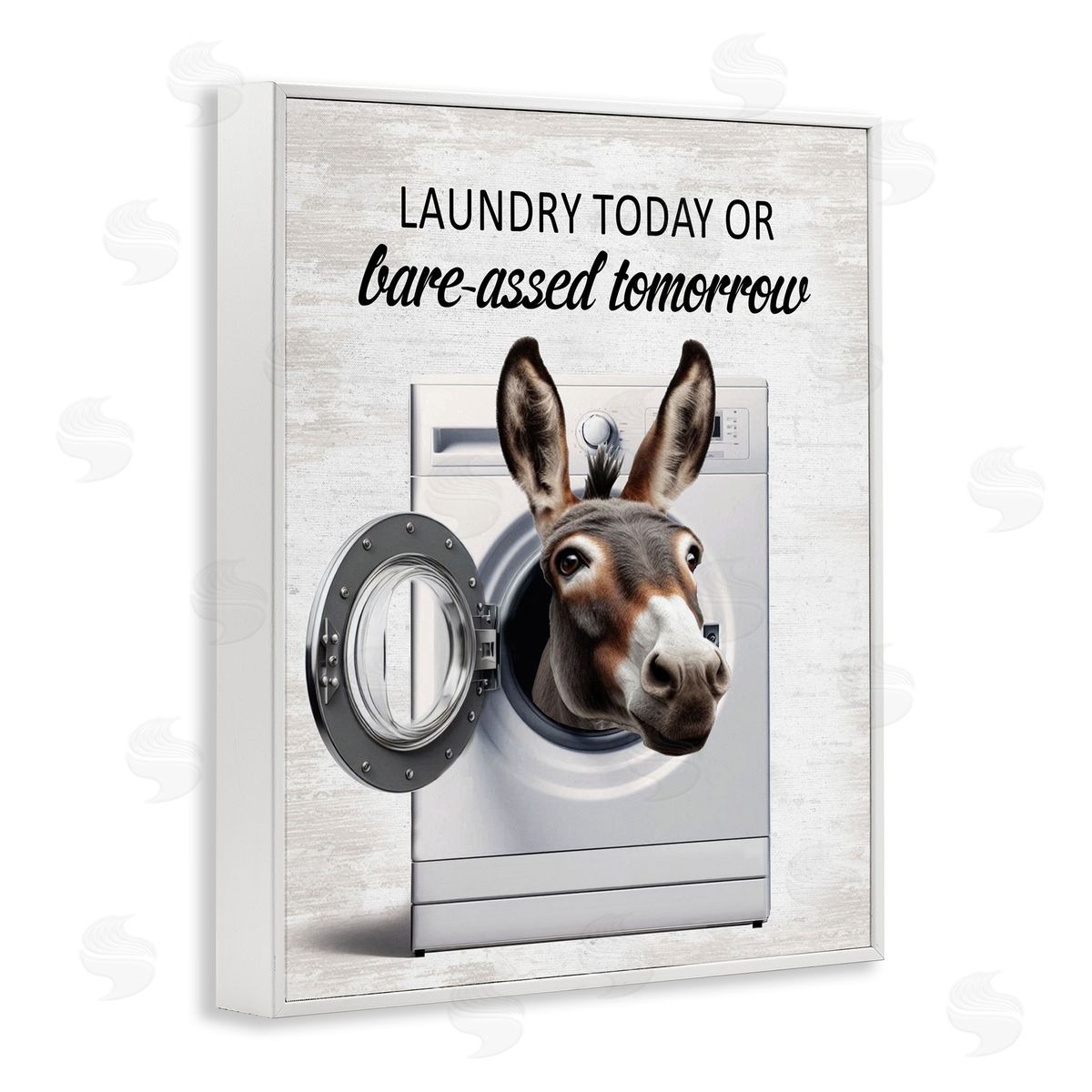 Sassy Laundry Donkey Pun White Frame Print Wall Art, Home Decor by Lettered and Lined