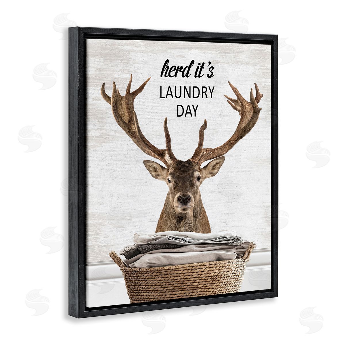 Herd It's Laundry Day Elk Black Floating Frame Canvas Wall Art, Home Decor by Lettered and Lined