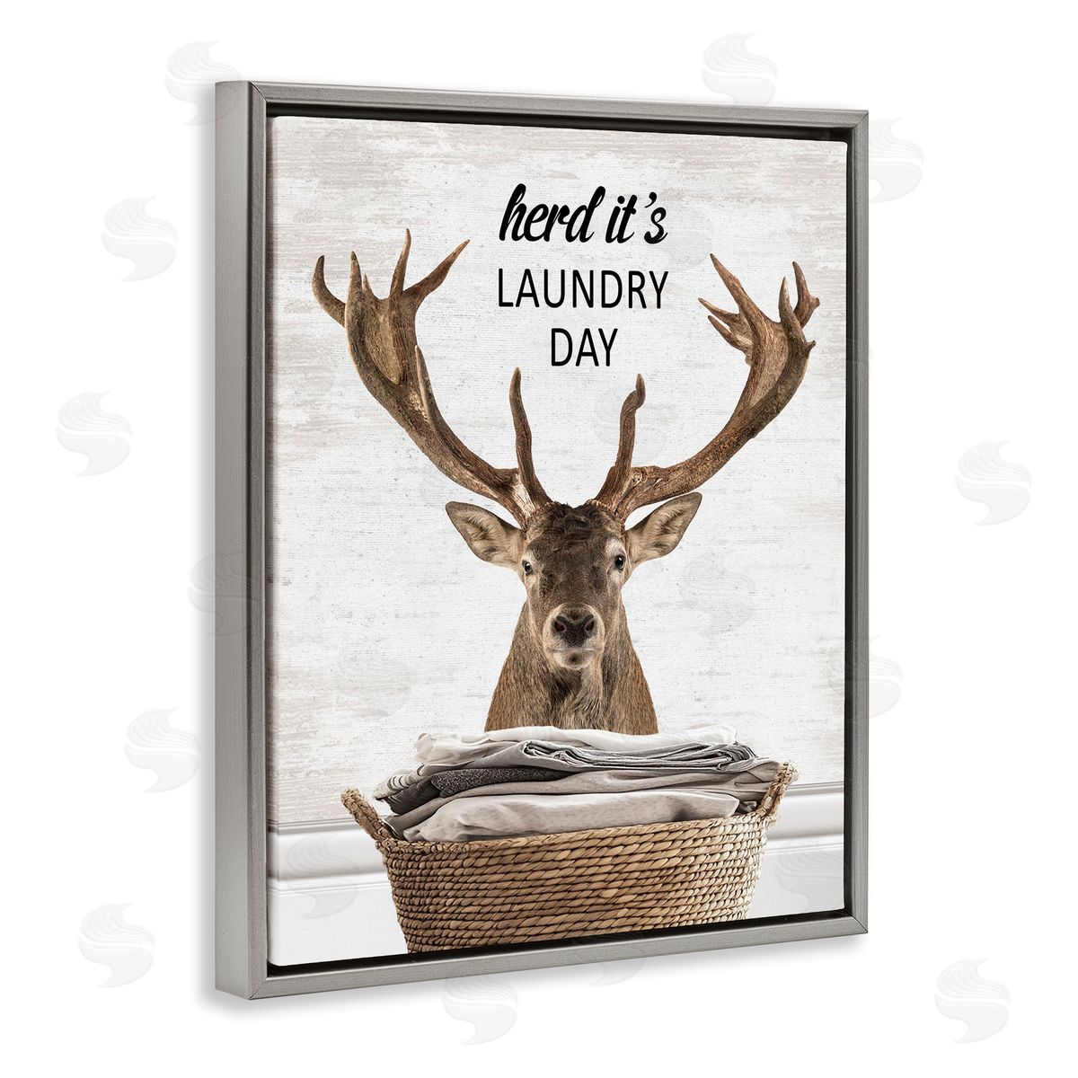 Herd It's Laundry Day Elk Grey Floating Frame Canvas Wall Art, Home Decor by Lettered and Lined
