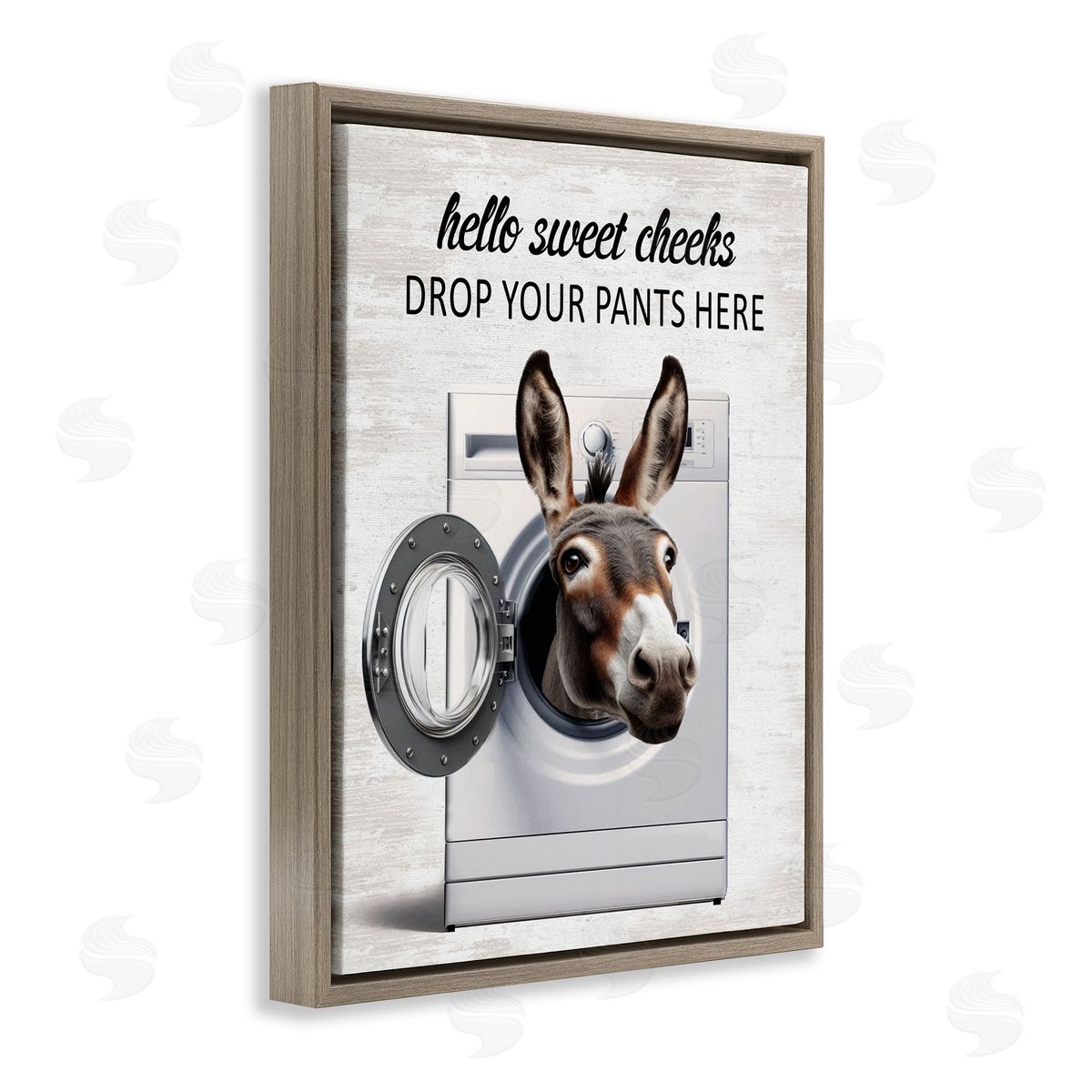 Funny Sweet Cheeks Laundry Brown Floating Frame Canvas Wall Art, Home Decor by Lettered and Lined