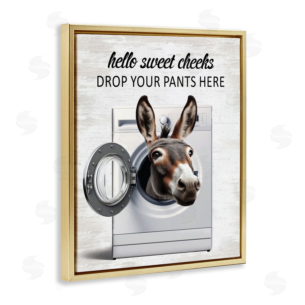 Funny Sweet Cheeks Laundry Gold Floating Frame Canvas Wall Art, Home Decor by Lettered and Lined