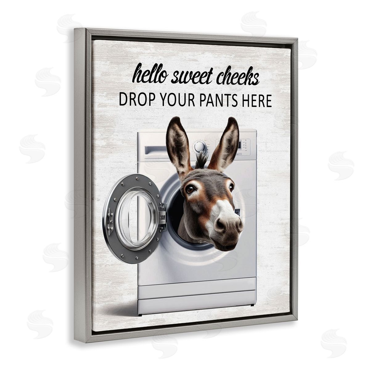 Funny Sweet Cheeks Laundry Grey Floating Frame Canvas Wall Art, Home Decor by Lettered and Lined