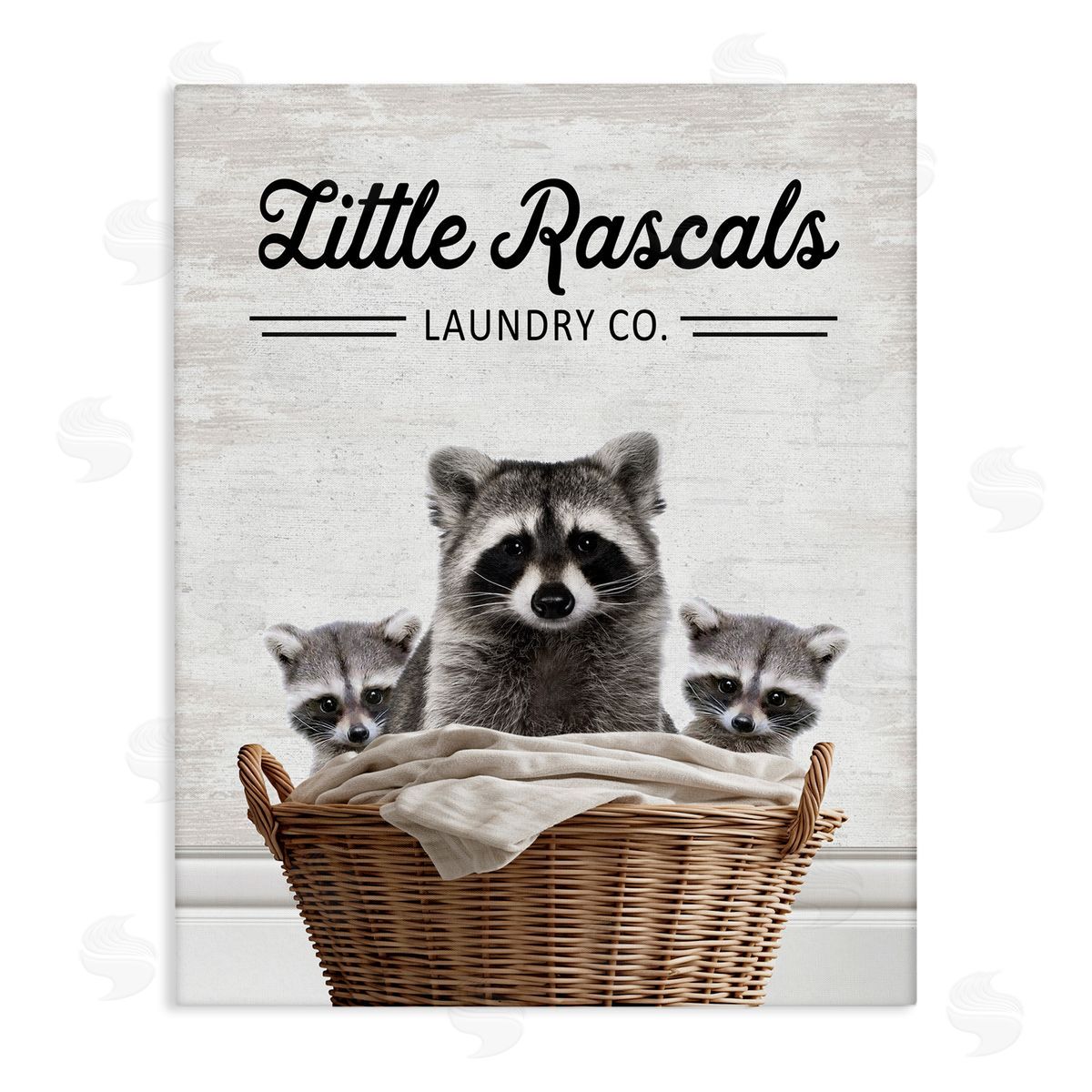 Little Rascals Laundry Raccoons Canvas Wall Art, Home Decor by Lettered and Lined