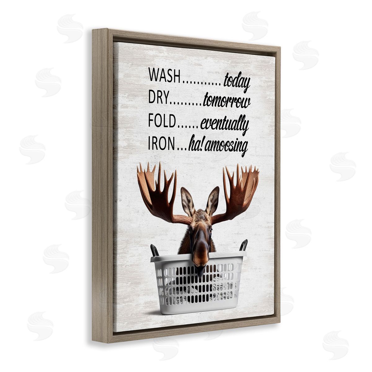 Sassy Moose & Laundry Brown Floating Frame Canvas Wall Art, Home Decor by Lettered and Lined