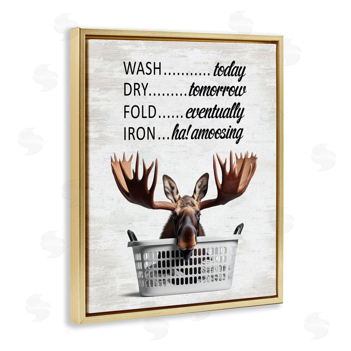 Sassy Moose & Laundry Gold Floating Frame Canvas Wall Art, Home Decor by Lettered and Lined