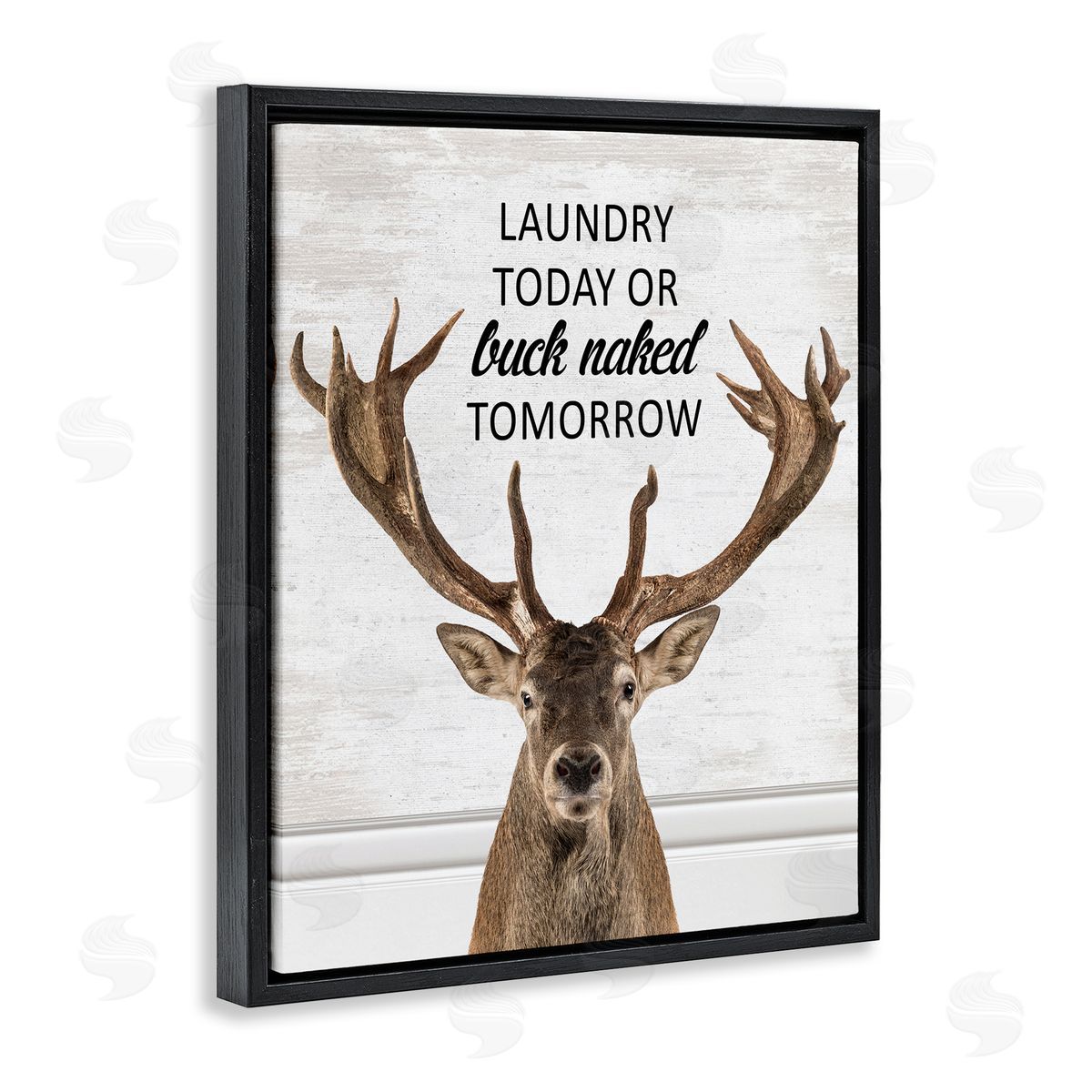 Laundry or Buck Naked Tomorrow Black Floating Frame Canvas Wall Art, Home Decor by Lettered and Lined