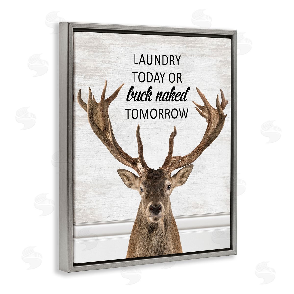 Laundry or Buck Naked Tomorrow Grey Floating Frame Canvas Wall Art, Home Decor by Lettered and Lined