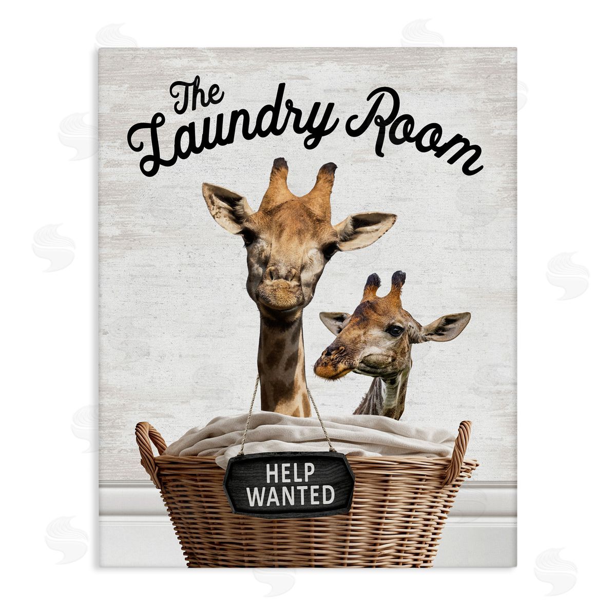 Help Wanted Laundry Room Giraffes Canvas Wall Art, Home Decor by Lettered and Lined