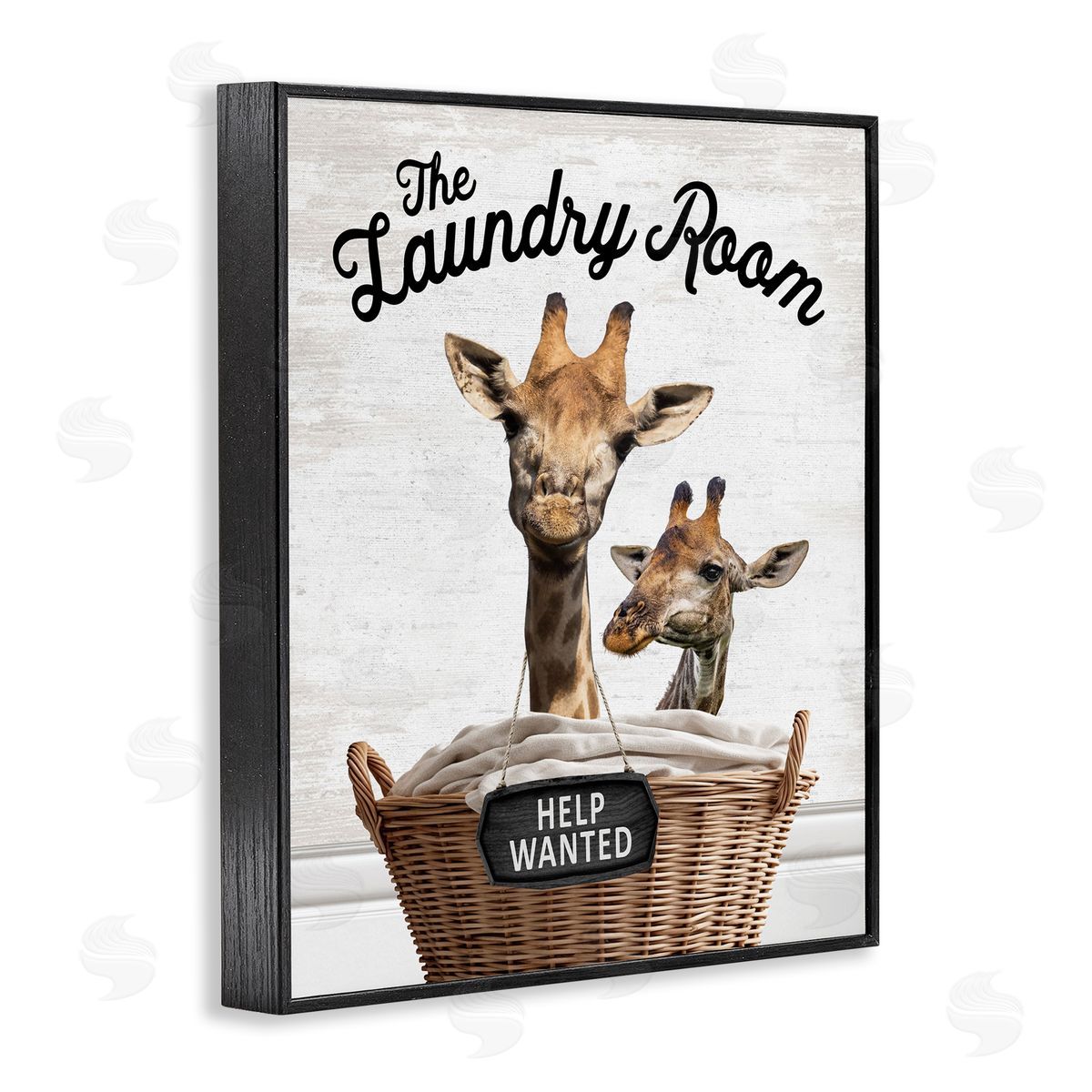 Help Wanted Laundry Room Giraffes Black Frame Print Wall Art, Home Decor by Lettered and Lined