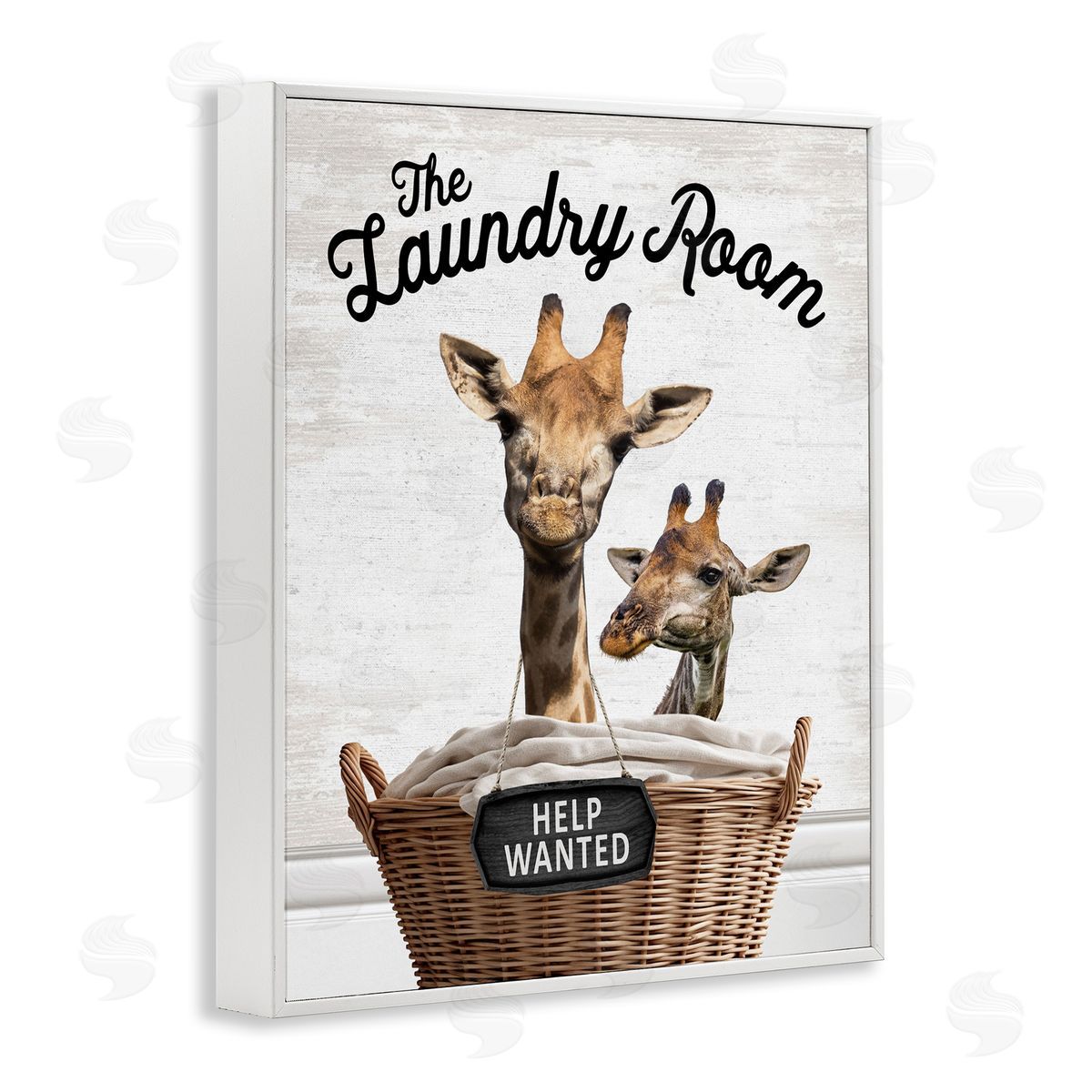 Help Wanted Laundry Room Giraffes White Frame Print Wall Art, Home Decor by Lettered and Lined