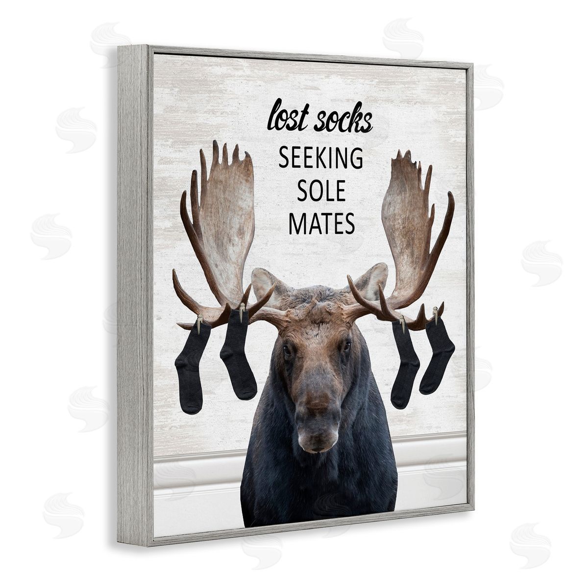 Lost Socks Seeking Sole Mates Grey Frame Print Wall Art, Home Decor by Lettered and Lined