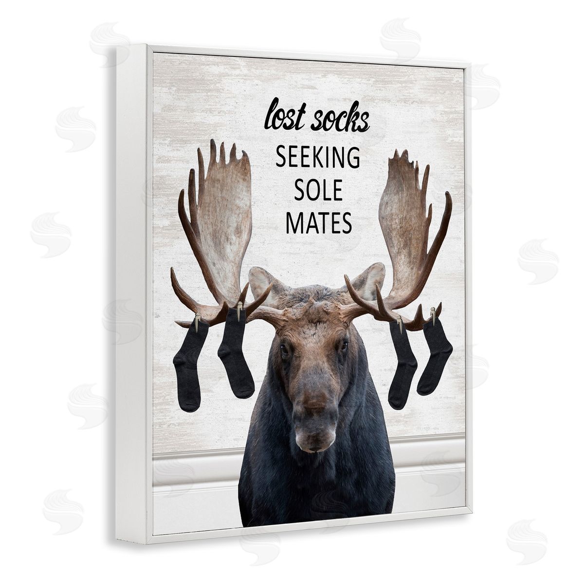 Lost Socks Seeking Sole Mates White Frame Print Wall Art, Home Decor by Lettered and Lined