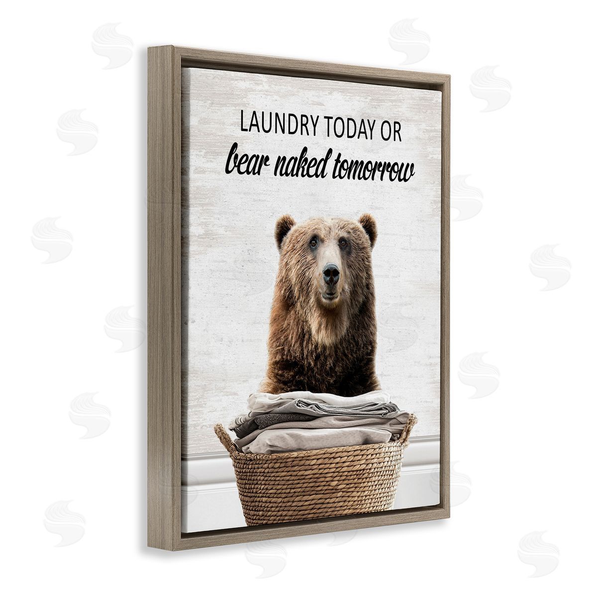Laundry Or Bear Naked Brown Floating Frame Canvas Wall Art, Home Decor by Lettered and Lined