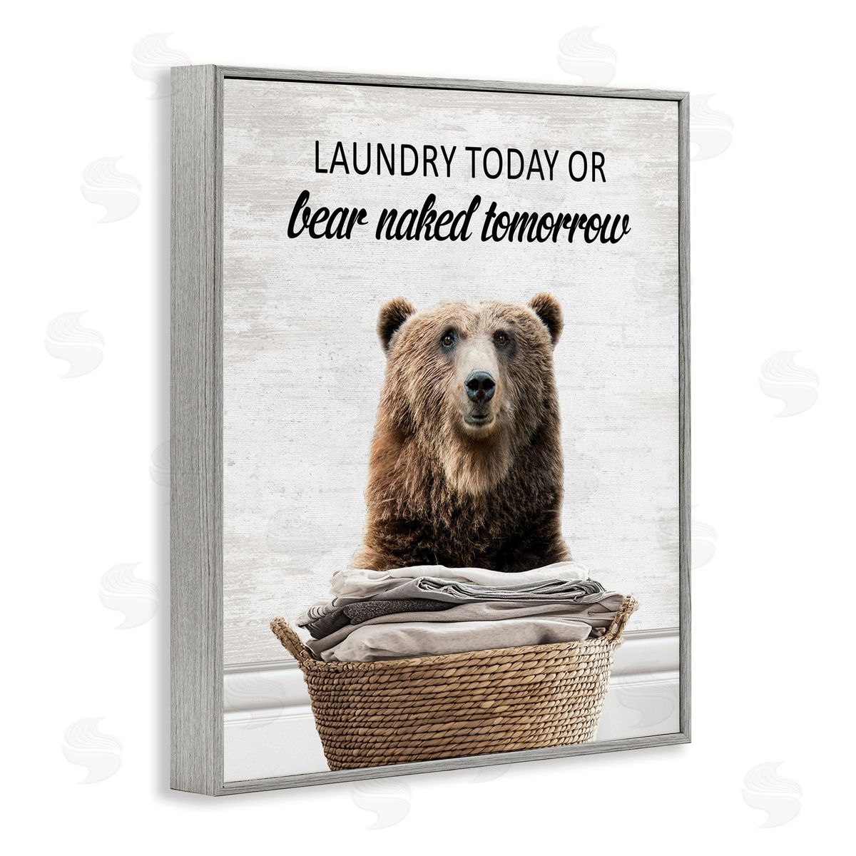Laundry Or Bear Naked Grey Frame Print Wall Art, Home Decor by Lettered and Lined