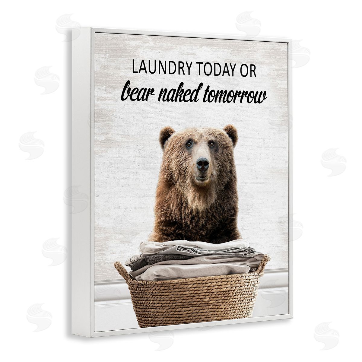 Laundry Or Bear Naked White Frame Print Wall Art, Home Decor by Lettered and Lined
