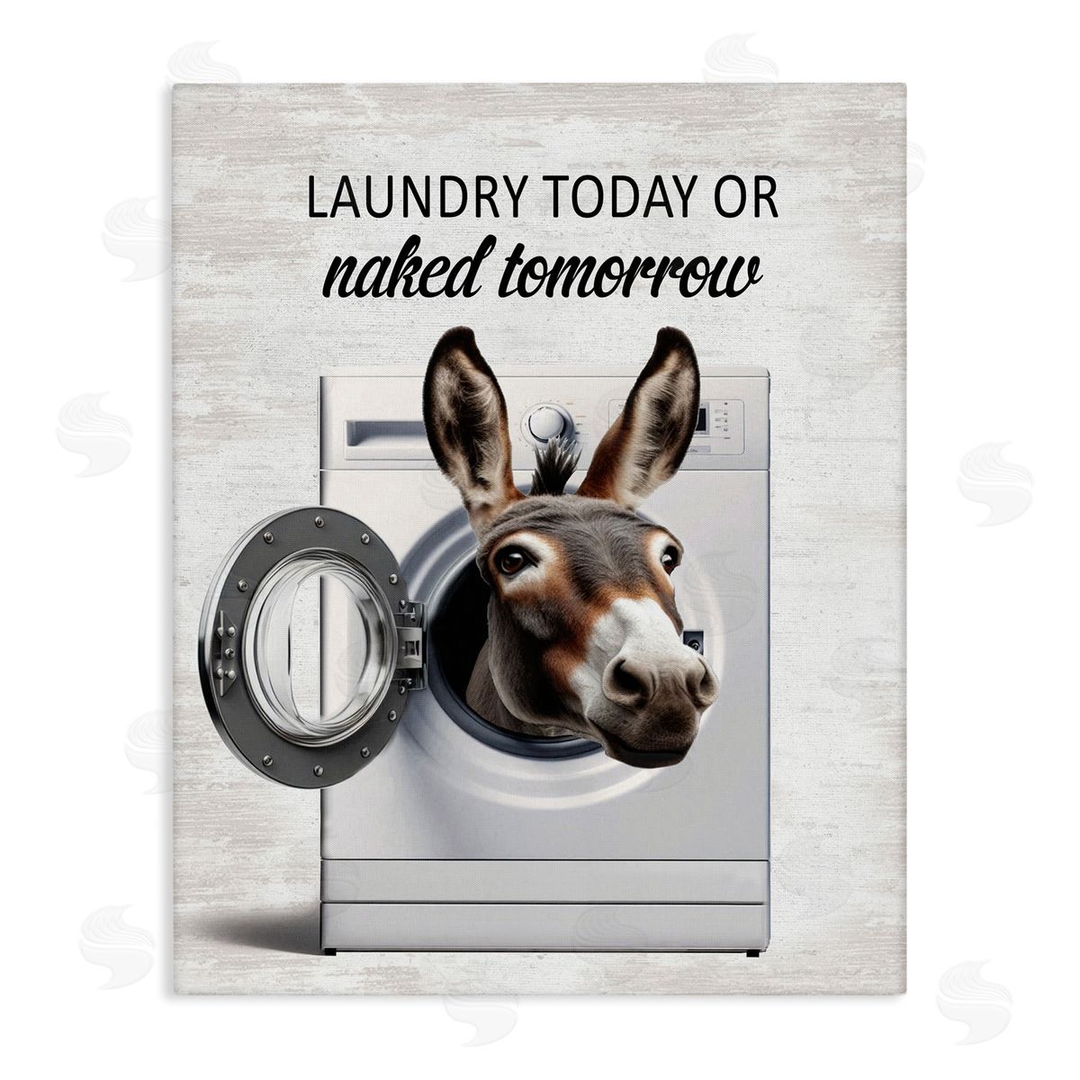 Funny Donkey Washing Machine Canvas Wall Art, Home Decor by Lettered and Lined