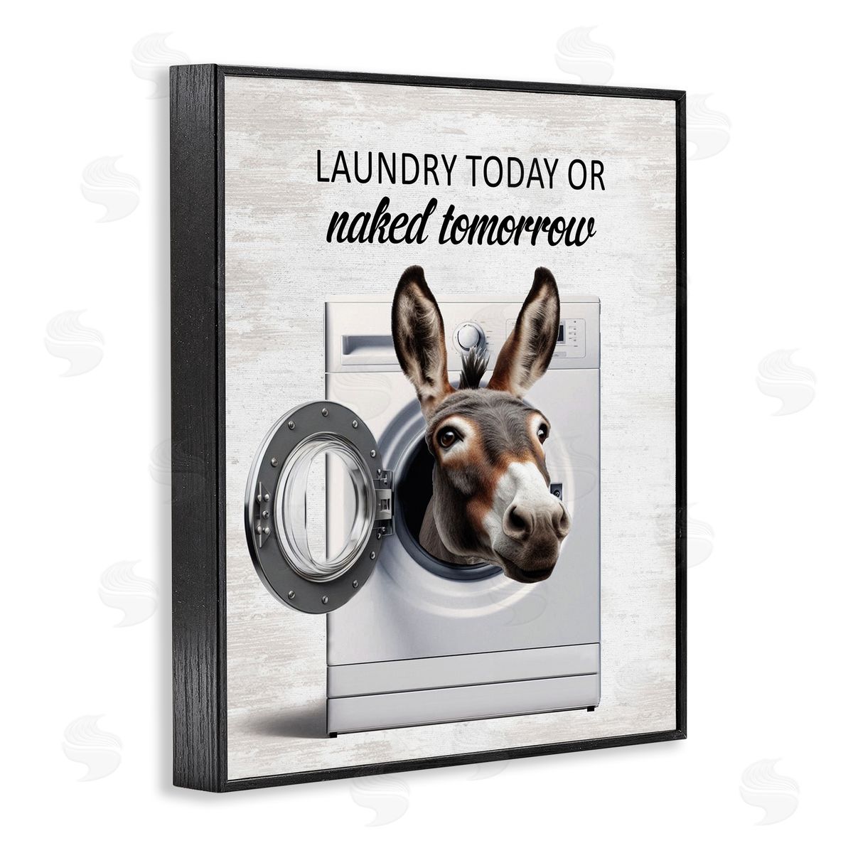 Funny Donkey Washing Machine Black Frame Print Wall Art, Home Decor by Lettered and Lined