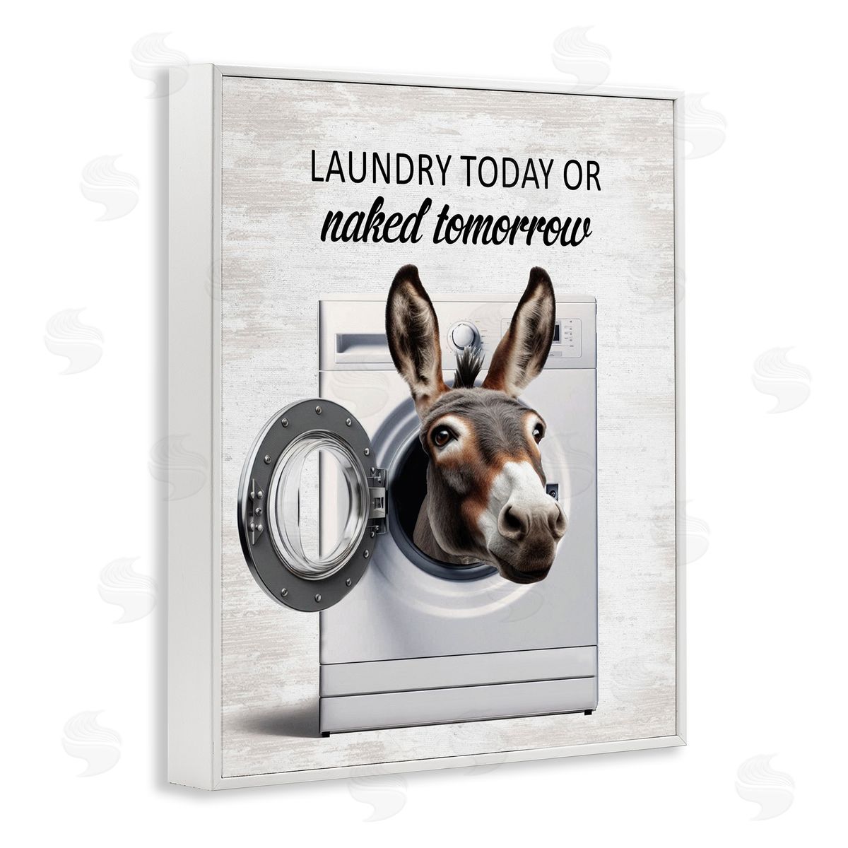 Funny Donkey Washing Machine White Frame Print Wall Art, Home Decor by Lettered and Lined