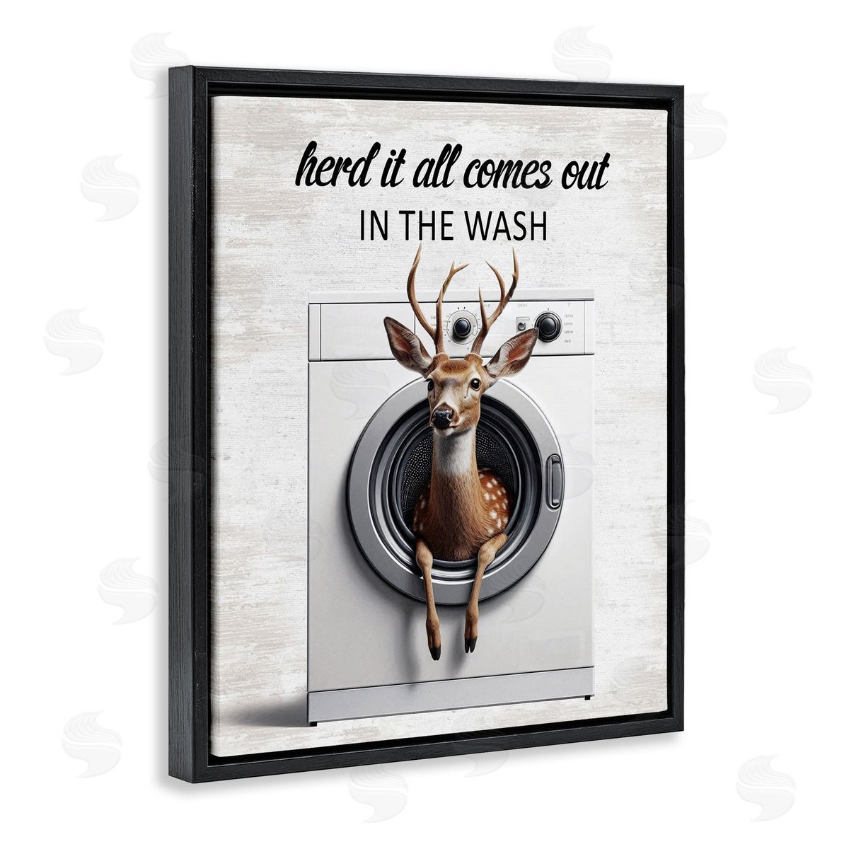 Herd It Comes Out In Wash Black Floating Frame Canvas Wall Art, Home Decor by Lettered and Lined