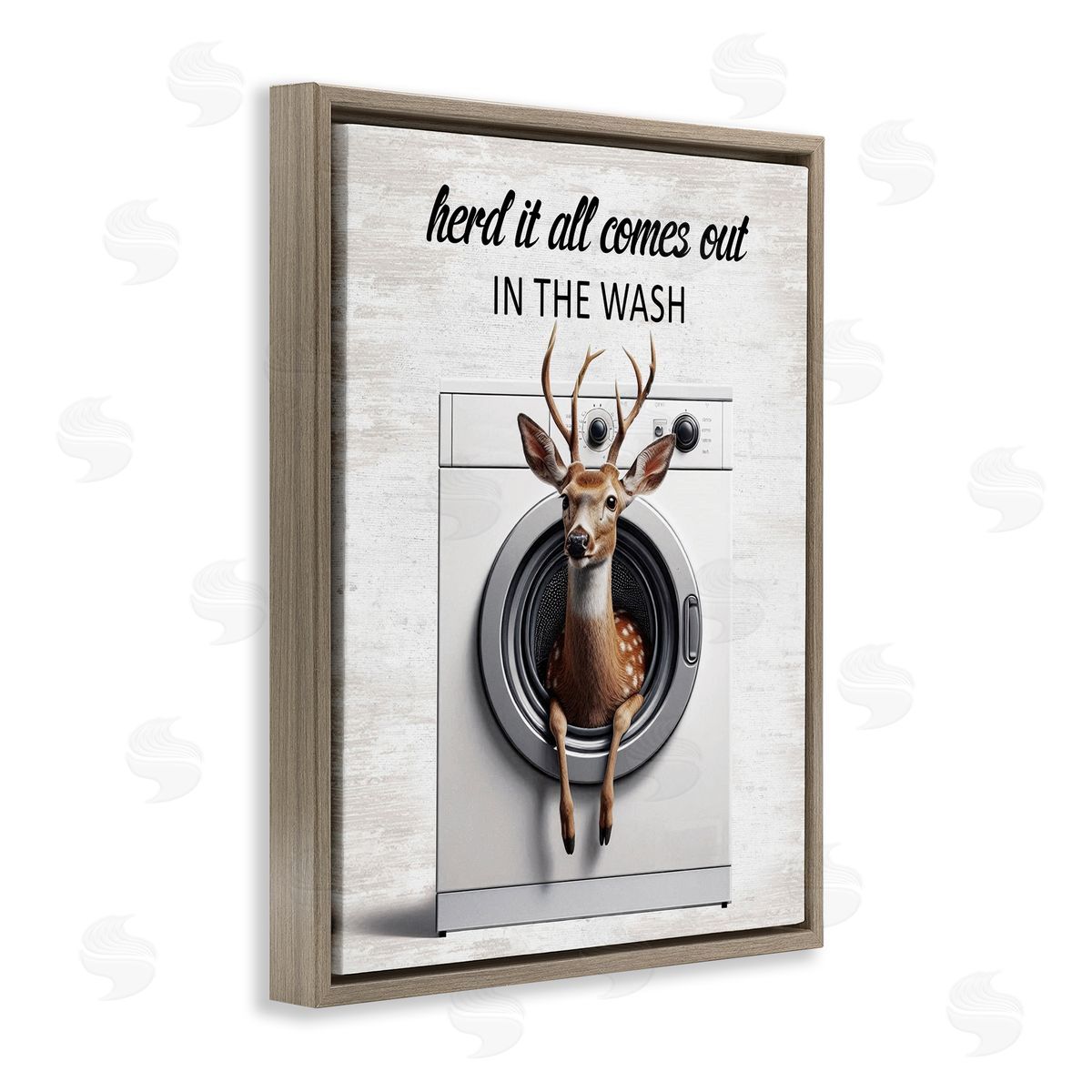 Herd It Comes Out In Wash Brown Floating Frame Canvas Wall Art, Home Decor by Lettered and Lined