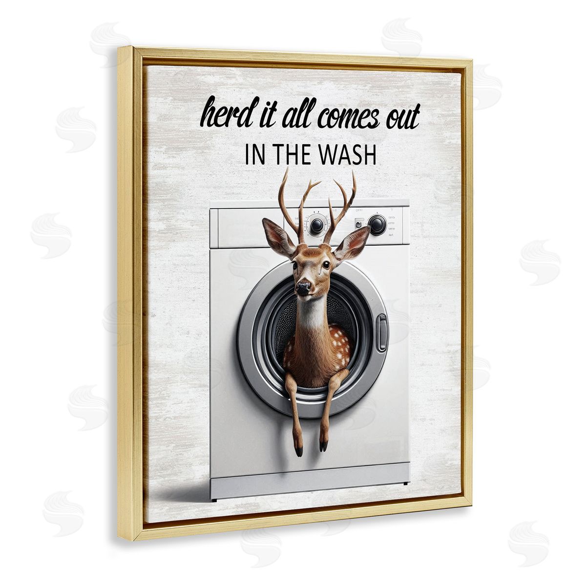 Herd It Comes Out In Wash Gold Floating Frame Canvas Wall Art, Home Decor by Lettered and Lined