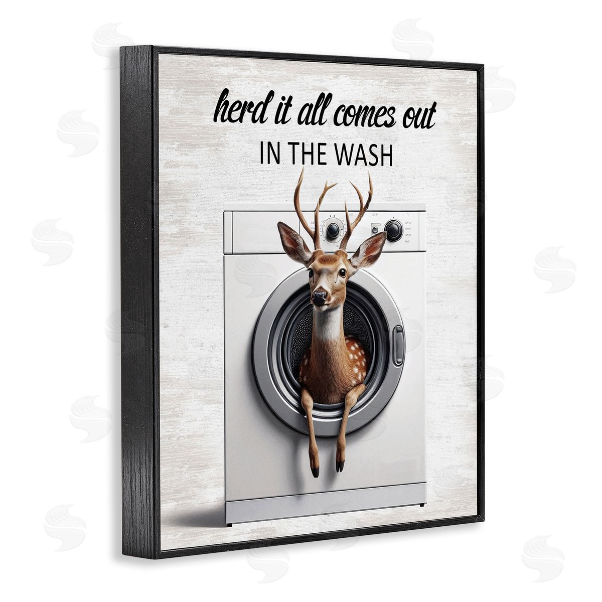 Herd It Comes Out In Wash Black Frame Print Wall Art, Home Decor by Lettered and Lined