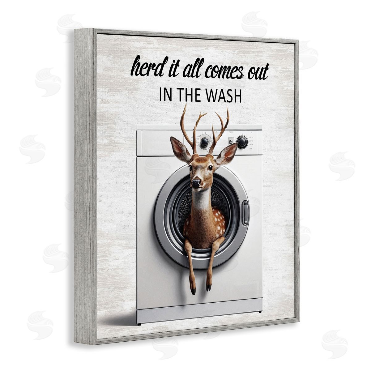 Herd It Comes Out In Wash Grey Frame Print Wall Art, Home Decor by Lettered and Lined