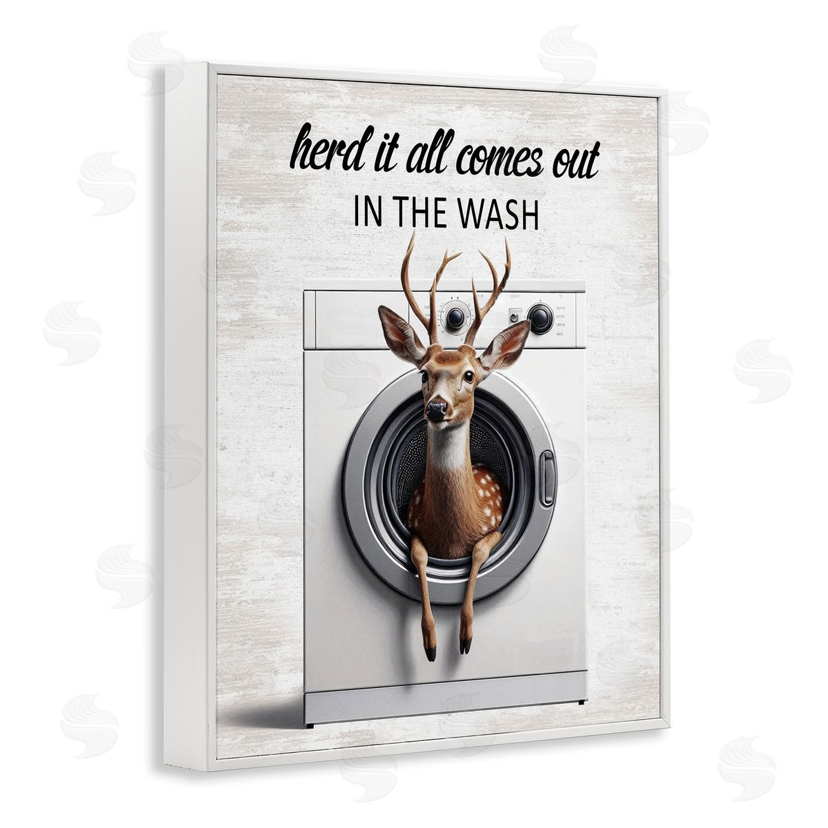 Herd It Comes Out In Wash White Frame Print Wall Art, Home Decor by Lettered and Lined